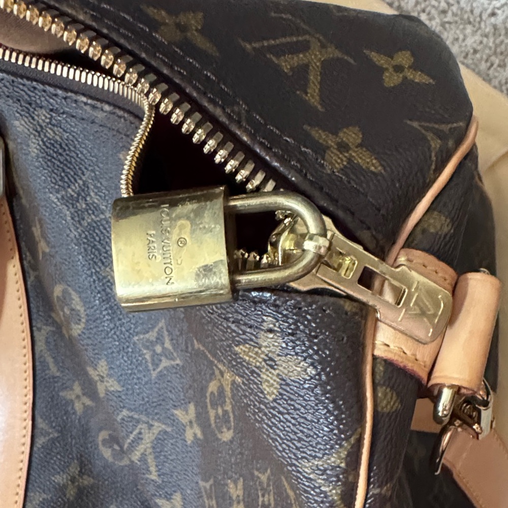 Louis Vuitton Brown Monogram Canvas 55 Duffel with Tan Leather Trim - Picture 7 of 16